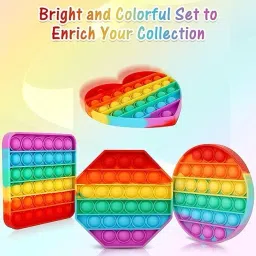 wishhuttoys Kids Fun Toys Pop It Fidget Toys Poppit Fidgets Rainbow Push Pop Bubble image 2