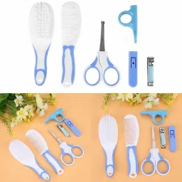 6pcs Baby Grooming Kit, Convenient Daily Plastic & Metal Baby Nail Clipper Tool Includes Clipper Scissors Hair Brush Comb Manicure Care Kit for Newborn Baby Kids Infants Toddlers (Blue)-image-70
