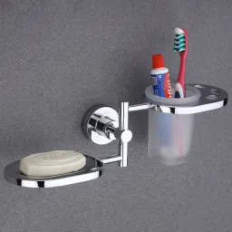 Wall Mounted Stainless Steel Toothbrush Holder with Soap Dish|Bathroom Organizer 10 inch 1 Bar Towel Rod-image-54