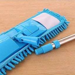 Flat Microfiber Floor Cleaning Mop with Steel Rod Long Handle Dry Mop-image-55