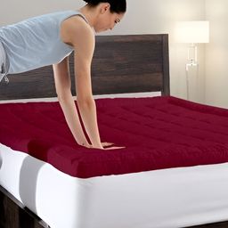 RF RELAXFEEL Maroon Cotton Water Resistant Mattress Protector-image-23