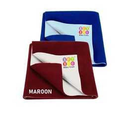 BeyBee Kids Pack of 2 Maroon & Blue Solid Waterproof Dry Sheet Cotton Mattress Protector-picture-42