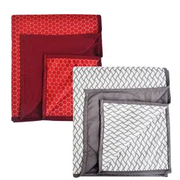 Adbeni Kids 2-Pcs Maroon & Grey Printed Cotton Waterproof Mattress Protectors-18