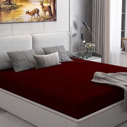 DREAM CARE Cotts Wonder Maroon Waterproof Double Queen Mattress Protector-image-23
