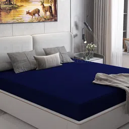 DREAM CARE Cotts Wonder Navy Blue Waterproof Single Mattress Protector-image-49