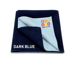 BeyBee Unisex Kids Navy Blue Solid Waterproof Dry Sheet Cotton Mattress Protector-image-46