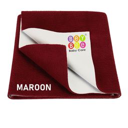 BeyBee Kids Maroon Solid Waterproof Dry Sheet Cotton Mattress Protector-image-16