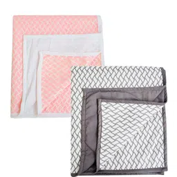 Adbeni Kids Pink & Grey 2 Pieces Printed Waterproof Mattress Protector-image-61