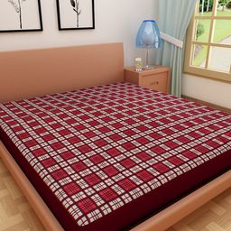 DREAM CARE Red & White Printed Terry Cotton King Size Mattress Protector-image-51
