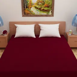 DREAM CARE Maroon Cotton Water Resistant Single Bed Mattress Protector-image-99