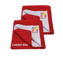 BeyBee Kids Pack of 2 Red Solid Waterproof Dry Sheet Cotton Mattress Protector-image-47