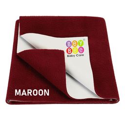 BeyBee Kids Maroon Solid Waterproof Dry Sheet Cotton Mattress Protector-image-60