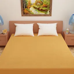 DREAM CARE Gold-Coloured Solid Cotton Mattress Protector-image-76