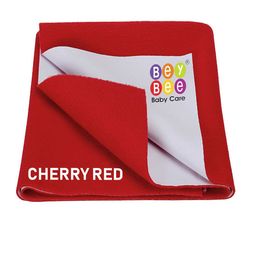 BeyBee Kids Red Solid Waterproof Dry Sheet Cotton Mattress Protector-image-6