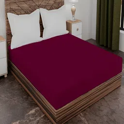 AJISH Maroon Water Resistant Fitted Mattress Protector-image-2