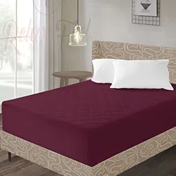 RF RELAXFEEL Maroon Fitted Water Resistant Mattress Protector-image-62