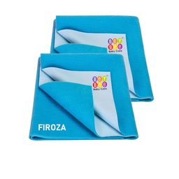 BeyBee Kids Pack of 2 Blue Solid Waterproof Dry Sheet Cotton Mattress Protector-picture-57