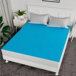 Kuber Industries Blue Cotton Waterproof Mattress Protector-image-77
