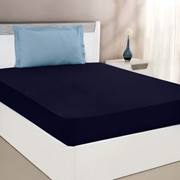 GADDA CO Dark Blue Cotton Terry Waterproof Elastic Fitted Mattress Protector-image-98