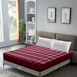 DREAM CARE Red & Pink Checked Quilted Breathable Water Resistant Mattress Protector-image-85