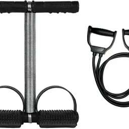 Gym Combo Of Single Spring Tummy Trimmer With Double Toning Tube Fitness Accessory Kit Kit-image-5