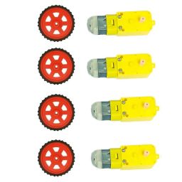 Red BO Wheel + 100 RPM Single Shaft BO Motor - Set of 4 | Robotics Science Project-2