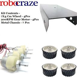 200 RPM GEAR MOTOR + 7X4cm WHEEL + 6-7 INCH BLACK METAL CHASSIS-image-78