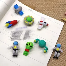 bkdt marketing Cutest Global Astronaut Outer Space Erasers - Set of 2 - Total 8 Erasers Non-Toxic Eraser image 4