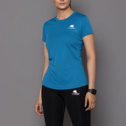 Women Solid Round Neck Polyester Blue T-Shirt-image-91