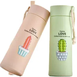Cactus Love Water Bottle,Print Glass Water Bottle with Food grade Plastic 450 ml Water Bottle-image-13