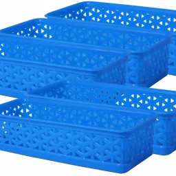 Plastic Alexa 9 Multipurpose Tokri, for Home/Kitchen/Office, 5 Pcs,Blue Color Plastic Fruit & Vegetable Basket-image-22