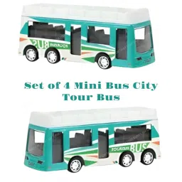 bazaar Diecast Alloy Toy Bus Set Pullback Action Model Pack of 4 Friction Powered image 5