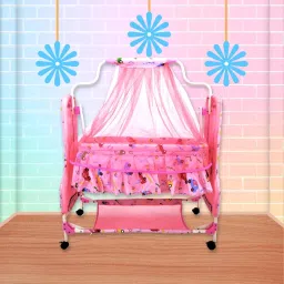 Newborn Baby Cradle with Mosquito Wheels Cradle For Baby Swing kids-18