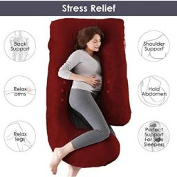 Pregnancy G Shape for Pregnant/Maternity Back Pain Relief, HIPS & Belly Support Microfibre Solid Pregnancy Pillow Pack of 1-image-73
