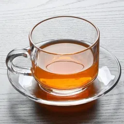 Pack of 3 Glass Roma Glass Tea Cup & Saucer Set, Clear Cups, 180 ml Capacity (Set of 3- Cup 3 & Saucer 3)-24
