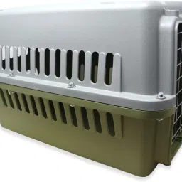 Heavy Duty Plastic Handle Portable Pet Travel Carrier Cage & Kennel House Grey, Green Basket Pet Carrier-25