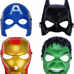 Super Hero Cartoon Plastic Mask - Avengers Birthday Party Props Return Gift- Mask Kids 4 Pcs Avengers Heroes Masks Cosplay Boy Girl Toy Hulk, Captain America, Iron Man, Batman- Great Halloween Mask (Set of 4) Party Mask-image-10