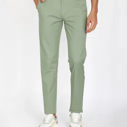 Men Skinny Fit Light Green Cotton Blend Trousers-image-73