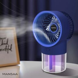 MANSAA USB Rechargeable Mini Fan with Humidifier | 350ml Water Tank | Air Cooler Silent Desk Fan for Office, Travel & Summer, Use Only RO Water, 18M Warranty USB Fan, USB Air Cooler-image-36