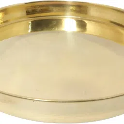 Brass Traditional Dinner Plate / Thali / Heavy Gauge Khumcha / Full Plate Set of 1 pc For Pooja & Serving Purpose ( Plain Design Tableware & Serveware , [ 11 inch ] 27 cm Each) - 1 Piece Dinner Plate-17