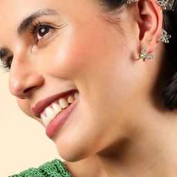 SOHI Gold-Toned Contemporary Ear Cuff Earrings-2