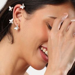 SOHI Gold-Toned Minimal Contemporary Ear Cuff Earrings-36