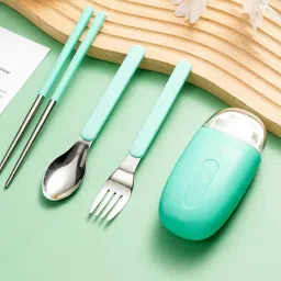 STAINLESS STEEL Spoon Fork & CHOPSTICKS Set with Storage Box for Kids Stainless Steel Table Spoon Set-14