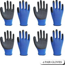 4PairMultipurpose Safety Gloves– Blue Rubber Coated for Construction & Gardening Nylon Safety Gloves-image-57