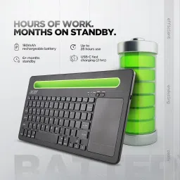 Acer SwiftConnect Rechargeable Keyboard with Cradle & Touchpad Wireless, Bluetooth Standard Multi-device Keyboard Compatible with Mac, Laptop, Desktop, Tablet image 5