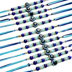 Bhaiya Bhabhi Evil Eye Rakhi for Brother Eco Friendly Rakhi Brothers Rakhi Set of 12 Mauli Thread Rakhi Set-0