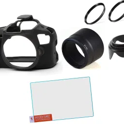 FND Camera Case Hood Filter Kit for Canon DSLR 200D II -18-55MM is STM & 55-250MMLens Hood-image-26