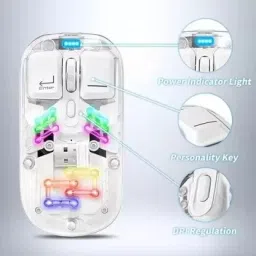 ARG Wireless Mouse BT5.0 Silent Rechargeable Mouse with USB Receiver Wireless Mechanical Gaming Mouse image 3