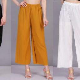Pack of 3 Women Regular Fit Multicolor Polycotton Trousers-image-45