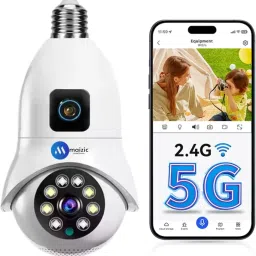 Maizic Smarthome 2 Lens/2 Screen Wi-Fi Bulb CCTV Camera Compatible with Indian Holder B22 & E27 Security Camera-13